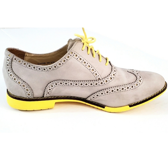 Cole Haan GRAMERCY Leather Oxford Gray Yellow - Picture 7 of 8